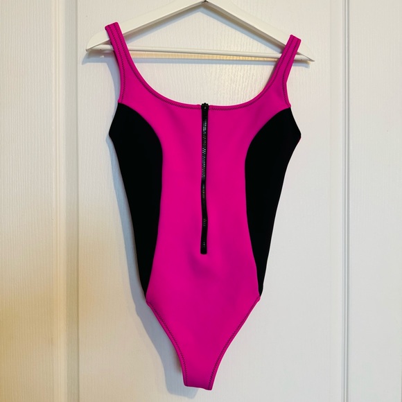 Body Glove Black Pink One Piece Swimsuit Athletic 80’s vintage beach neoprene Lg - Picture 6 of 13